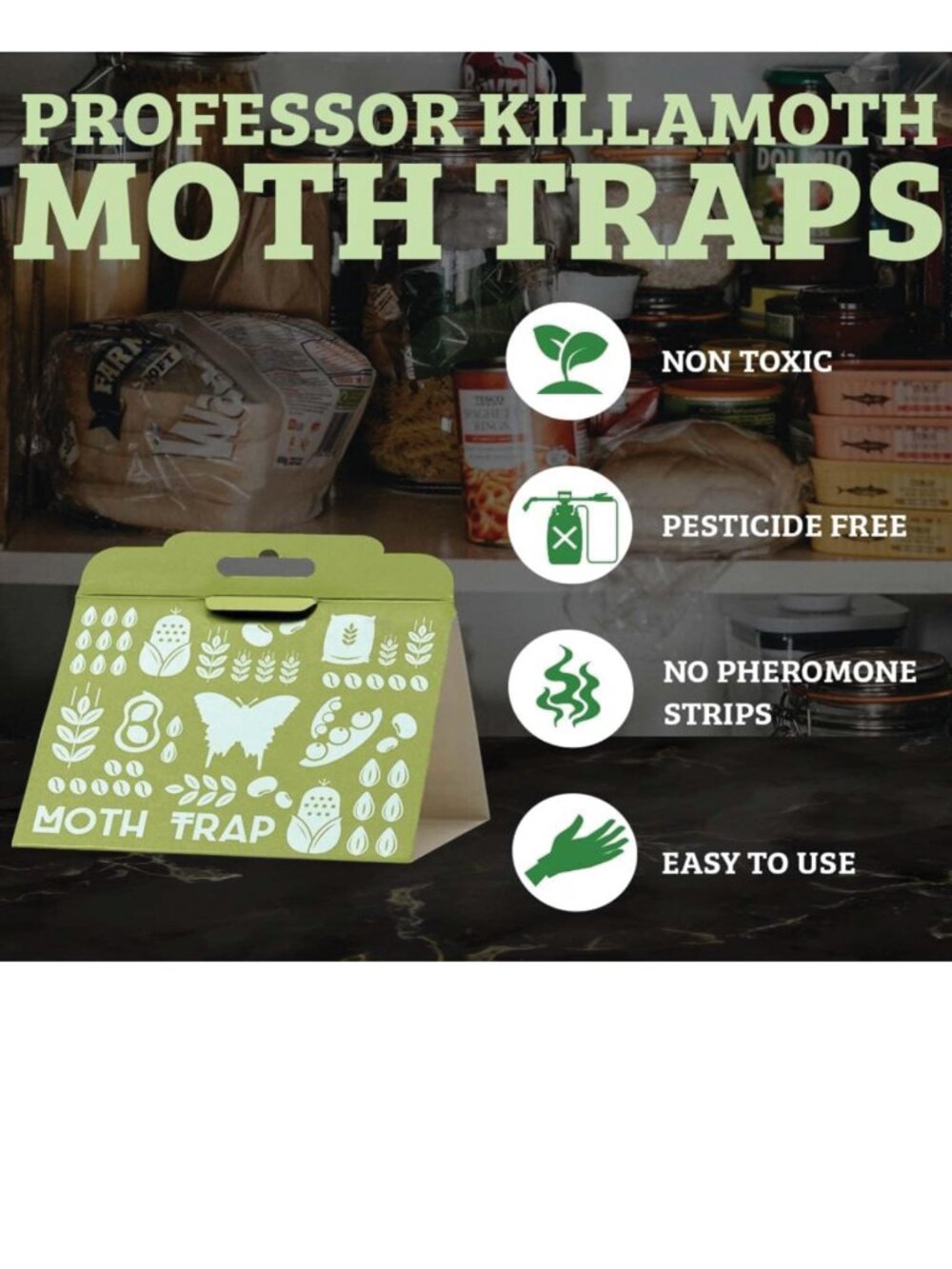 ⭐️ $8 - (SET OF 3) PROFESSOR KILLAMOTH PANTRY MOTH TRAPS - NON-TOXIC - Picture 5 of 9